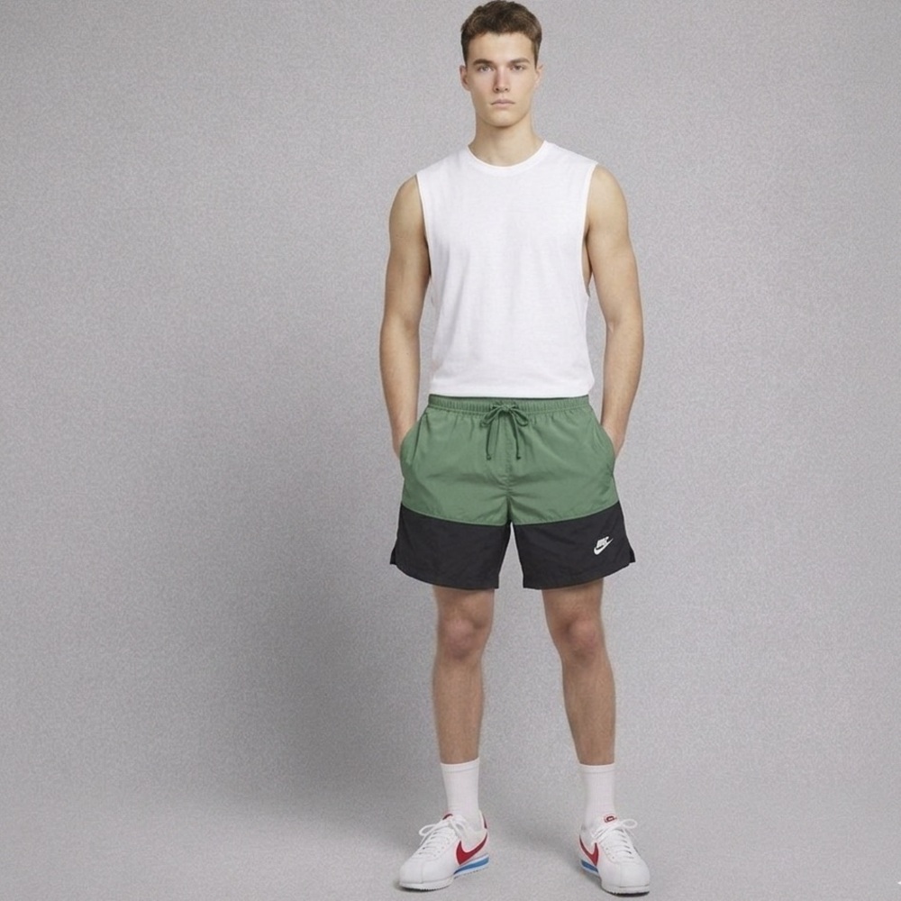 Nike Green & Black Two-Tone Athletic Shorts